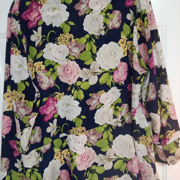 Cato Floral Button Down Shirt - Navy, Pink, Green - Picture 6 of 6